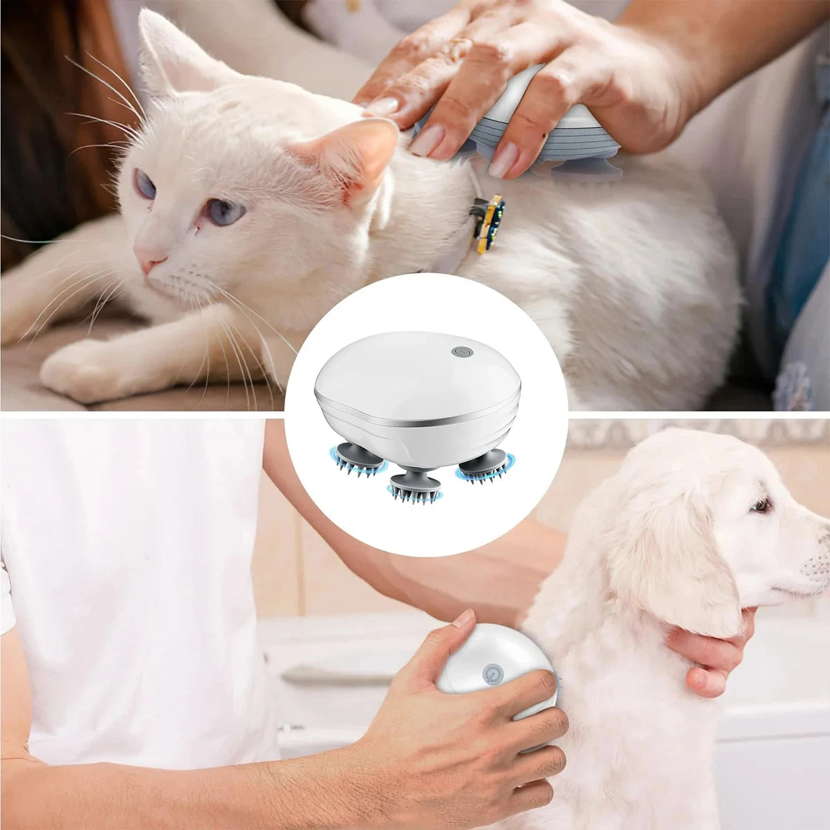 Head Massager with Adjustable Speed for Scalp Massage Red Light for Hair Care Soft Silicone for Deep Kneading of the Head